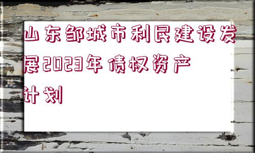 山東鄒城市利民建設(shè)發(fā)展2023年債權(quán)資產(chǎn)計劃