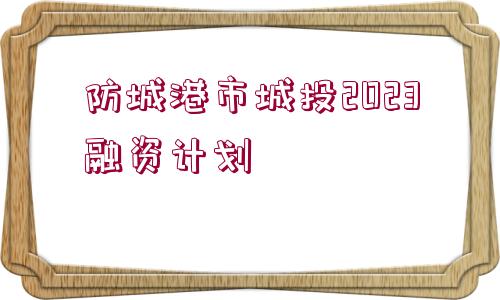 防城港市城投2023融資計劃