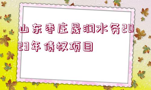 山東棗莊晟潤水務2023年債權(quán)項目