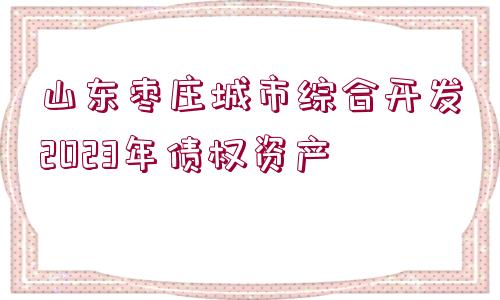 山東棗莊城市綜合開發(fā)2023年債權(quán)資產(chǎn)