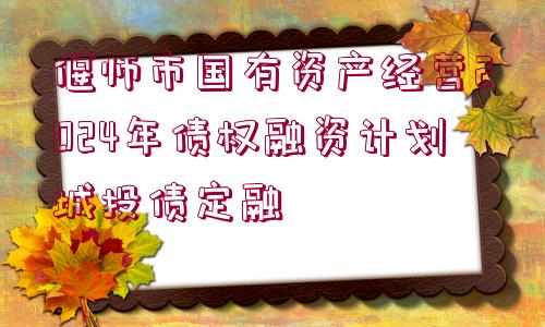 偃師市國(guó)有資產(chǎn)經(jīng)營(yíng)2024年債權(quán)融資計(jì)劃城投債定融