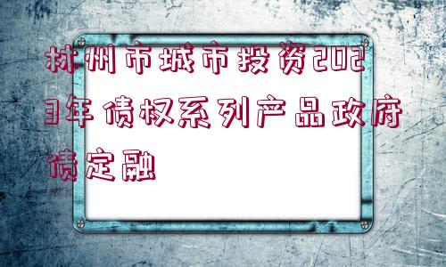 林州市城市投資2023年債權(quán)系列產(chǎn)品政府債定融