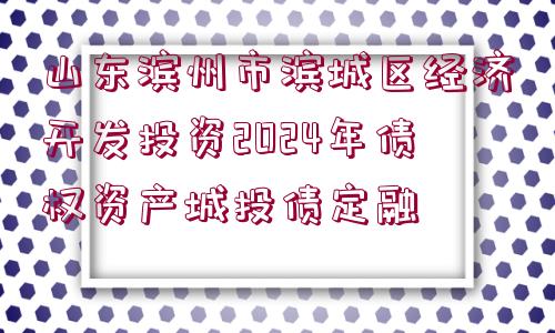 山東濱州市濱城區(qū)經(jīng)濟(jì)開發(fā)投資2024年債權(quán)資產(chǎn)城投債定融