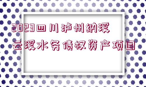 2023四川瀘州納溪云溪水務(wù)債權(quán)資產(chǎn)項(xiàng)目