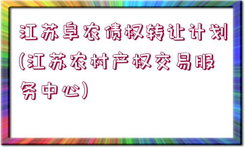 江蘇阜農(nóng)債權(quán)轉(zhuǎn)讓計劃(江蘇農(nóng)村產(chǎn)權(quán)交易服務(wù)中心)