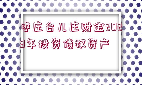 棗莊臺兒莊財金2023年投資債權(quán)資產(chǎn)