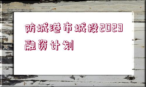 防城港市城投2023融資計劃