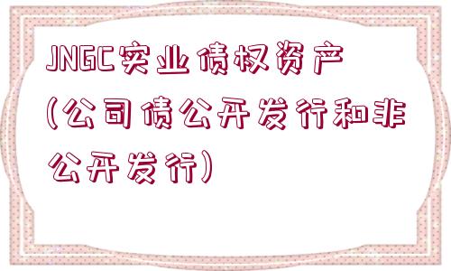 JNGC實業(yè)債權(quán)資產(chǎn)(公司債公開發(fā)行和非公開發(fā)行)