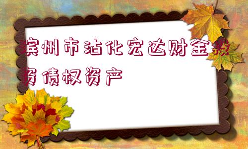 濱州市沾化宏達(dá)財(cái)金投資債權(quán)資產(chǎn)