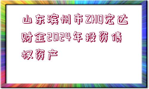 山東濱州市ZHQ宏達財金2024年投資債權資產