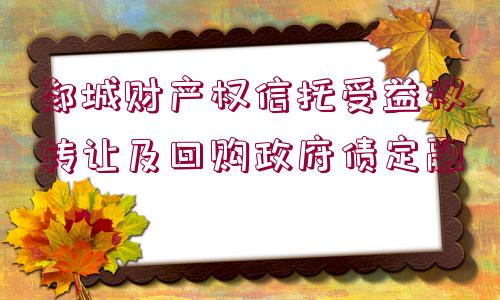 郯城財產(chǎn)權(quán)信托受益權(quán)轉(zhuǎn)讓及回購政府債定融