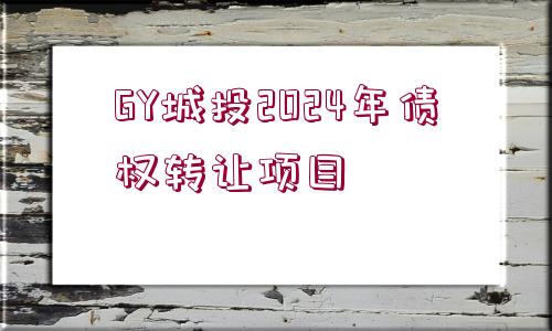 GY城投2024年債權(quán)轉(zhuǎn)讓項目