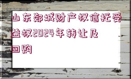 山東郯城財產(chǎn)權(quán)信托受益權(quán)2024年轉(zhuǎn)讓及回購