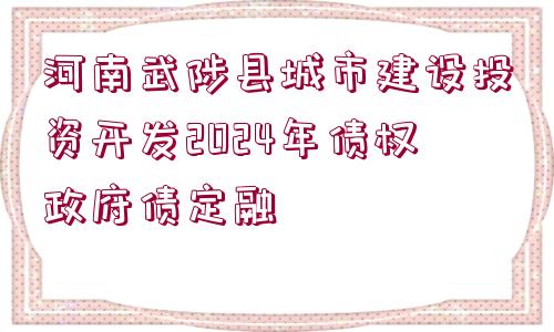 河南武陟縣城市建設(shè)投資開(kāi)發(fā)2024年債權(quán)政府債定融