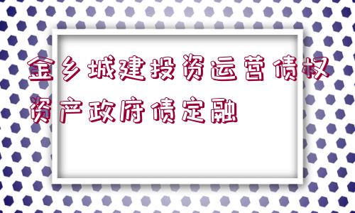 金鄉(xiāng)城建投資運(yùn)營(yíng)債權(quán)資產(chǎn)政府債定融