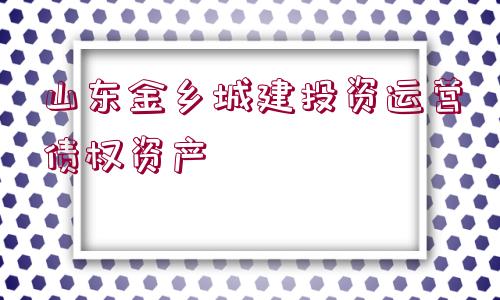 山東金鄉(xiāng)城建投資運營債權資產