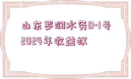 山東羅潤水務(wù)D-1號(hào)2024年收益權(quán)