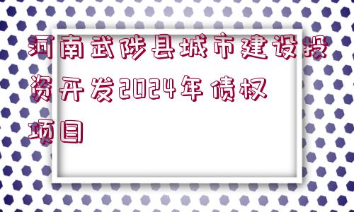 河南武陟縣城市建設(shè)投資開發(fā)2024年債權(quán)項目