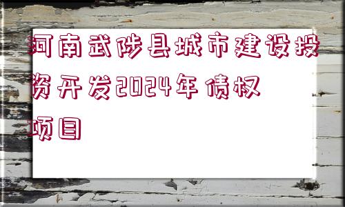 河南武陟縣城市建設(shè)投資開發(fā)2024年債權(quán)項目