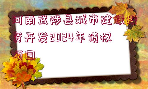 河南武陟縣城市建設(shè)投資開發(fā)2024年債權(quán)項(xiàng)目