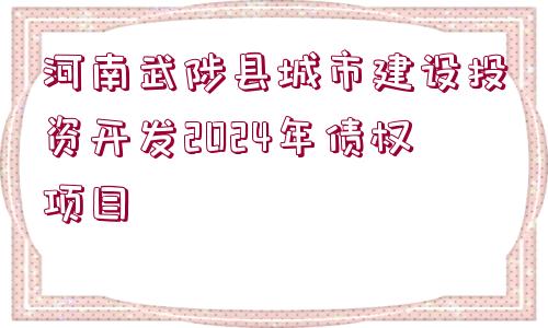 河南武陟縣城市建設(shè)投資開發(fā)2024年債權(quán)項目