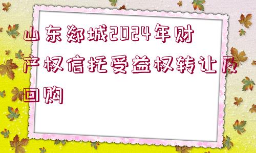 山東郯城2024年財產(chǎn)權信托受益權轉(zhuǎn)讓及回購