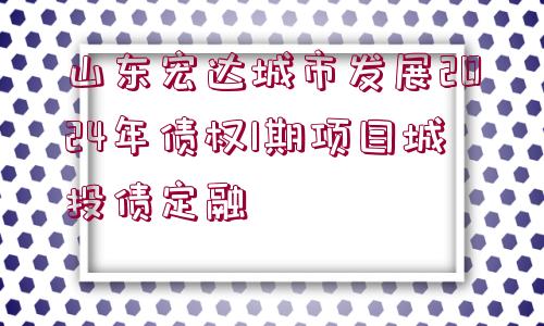 山東宏達(dá)城市發(fā)展2024年債權(quán)1期項(xiàng)目城投債定融