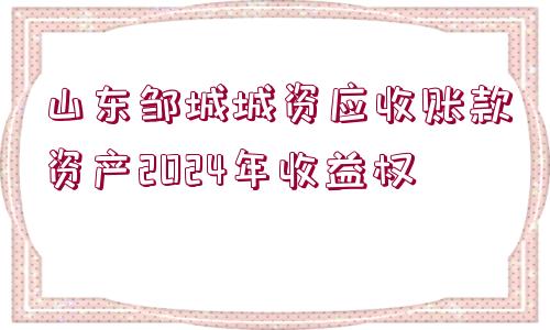 山東鄒城城資應(yīng)收賬款資產(chǎn)2024年收益權(quán)