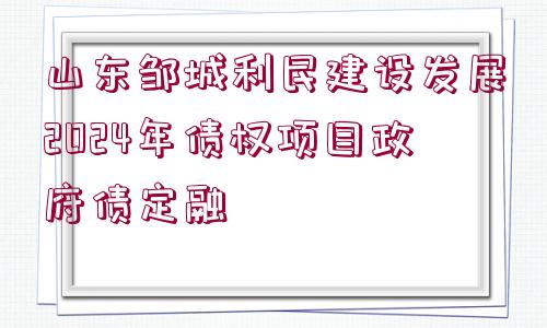 山東鄒城利民建設(shè)發(fā)展2024年債權(quán)項(xiàng)目政府債定融