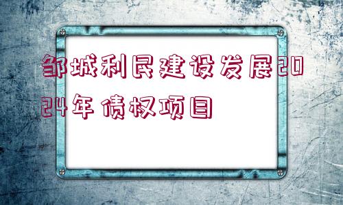 鄒城利民建設(shè)發(fā)展2024年債權(quán)項(xiàng)目