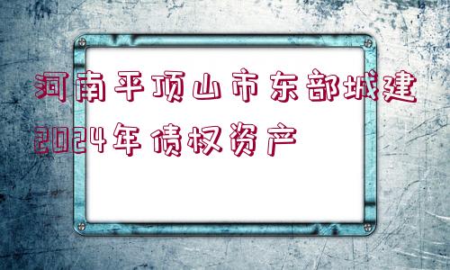 河南平頂山市東部城建2024年債權(quán)資產(chǎn)