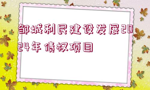 鄒城利民建設發(fā)展2024年債權項目