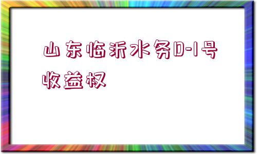 山東臨沂水務D-1號收益權