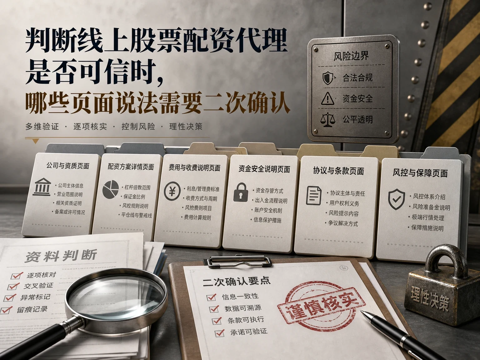 判断线上股票配资代理是否可信时，哪些页面说法需要二次确认 插图