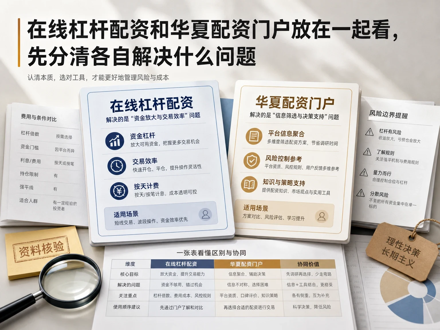 在线杠杆配资和华夏配资门户放在一起看，先分清各自解决什么问题 插图